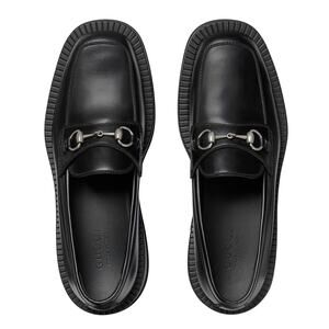 Gucci Horsebit Chunky Loafers Lug Sole Black Leather Shoes G 11.5/US 12 NIB $990